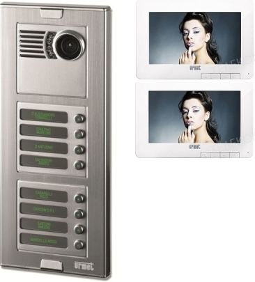 Έγχρωμη θυροτηλεόραση ανοικτής ακρόασης με μπουτονιέρα Urmet Synthesi S2 και καλωδίωση 5+Ν