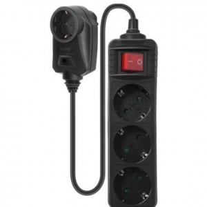 ΠΟΛΥΠΡΙΖΟ ΠΡΟΣΤΑΣΙΑΣ ΥΠΕΡΤΑΣΗΣ 3 ΘΕΣΕΩΝ ΜΕ ΔΙΑΚΟΠΤΗ 1.5m 3x1.5mm ΜΑΥΡΟ SAS