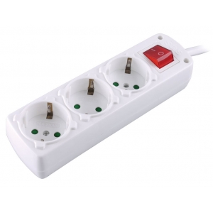 ΠΟΛΥΠΡΙΖΟ 3 ΘΕΣΕΩΝ ΜΕ ΔΙΑΚΟΠΤΗ 1.5m ΚΑΛΩΔΙΟ 3x1.5mm ΛΕΥΚΟ SAS